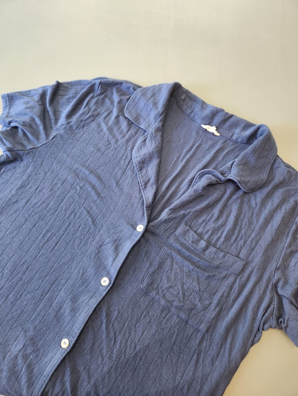 Eberjey Gisele Women's Short Sleeve Pajama Top Blue Size L Striped Modal Comfort